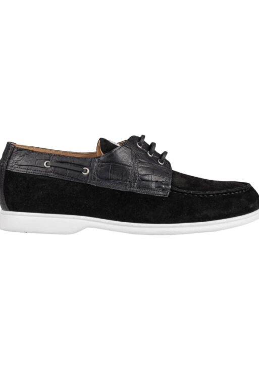 Leather Loafer with Crocodile Leather Inserts