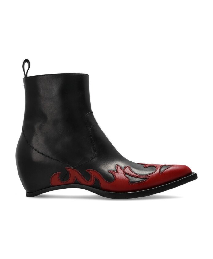 Leather Wedge Ankle Boots