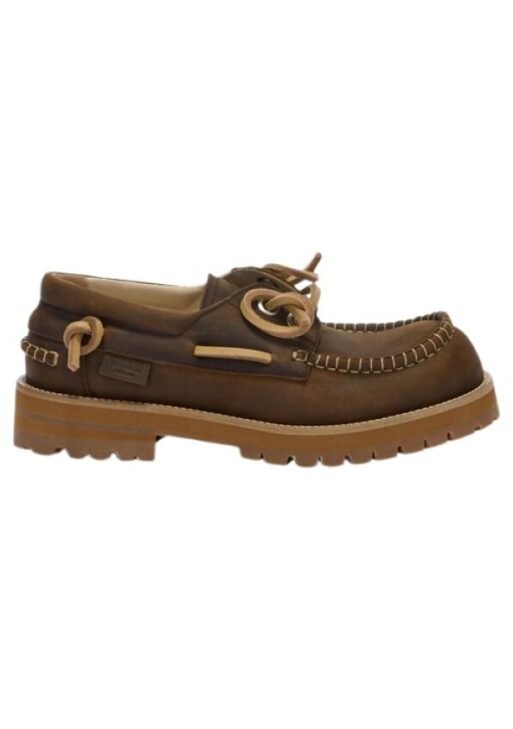 Aged Calfskin Boat Loafers