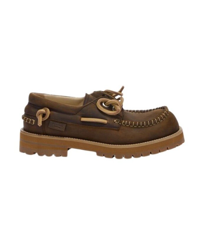 Aged Calfskin Boat Loafers
