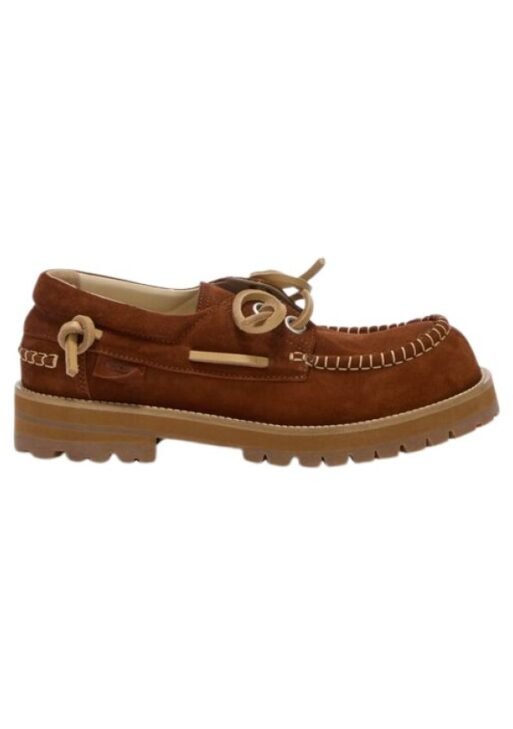 Suede Whipstitch-Trim Loafers